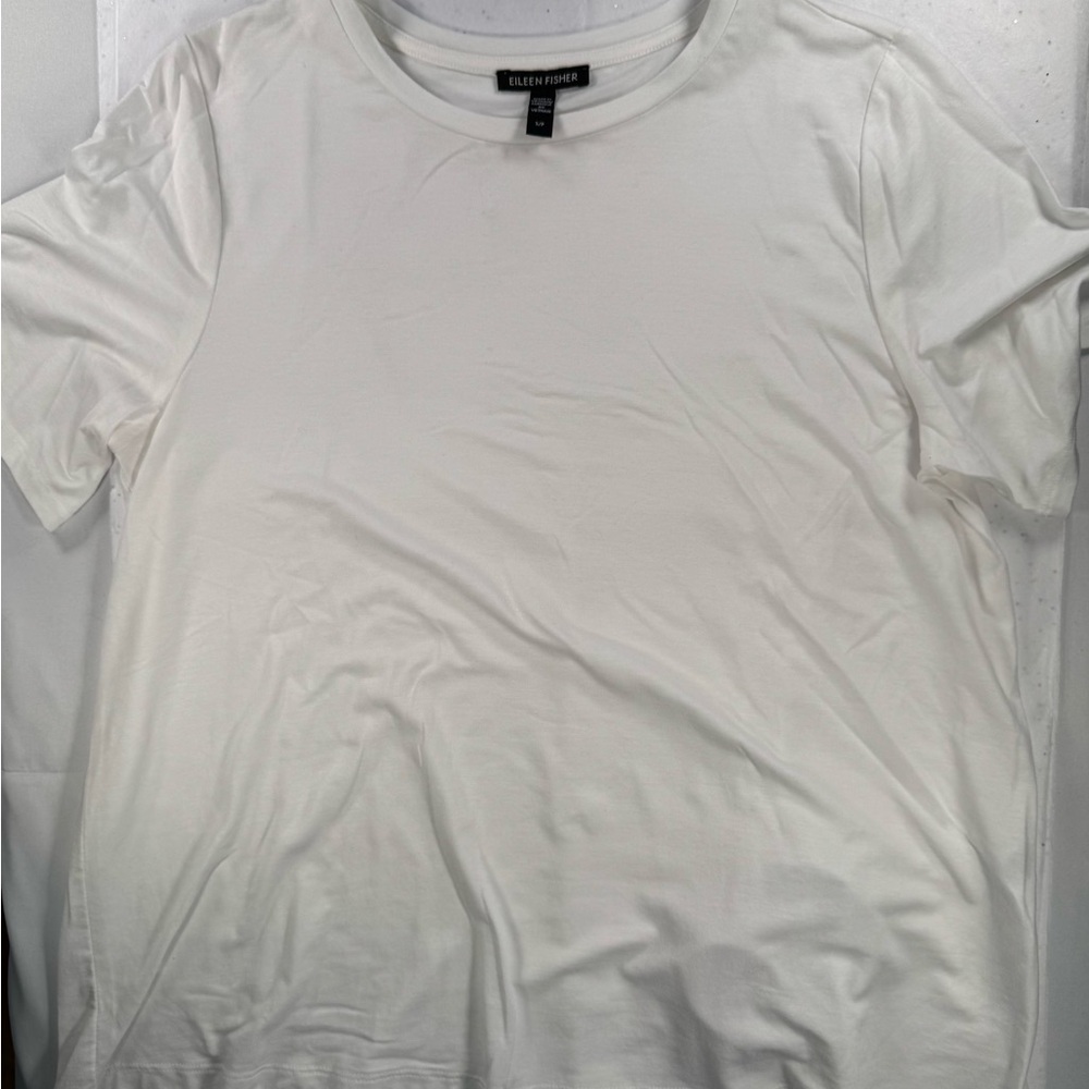 NWOT Eileen Fisher White Short-Sleeve Crewneck Tee